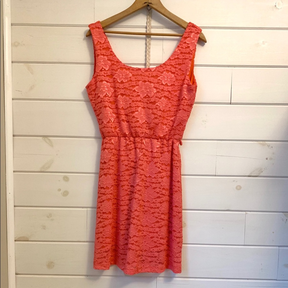 My Beloved Pink Lace Mini Dress
